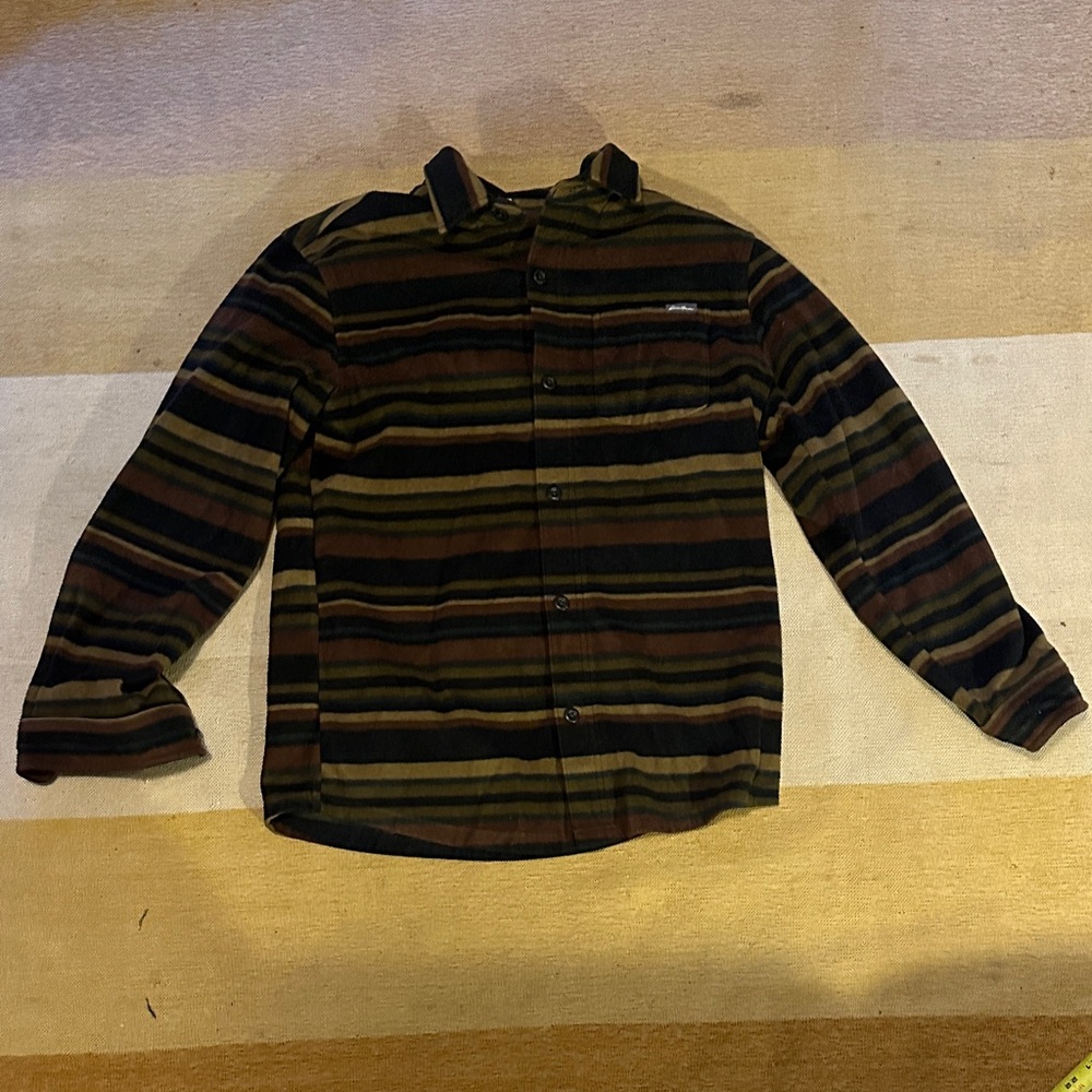 Eddie Bauer Multicolor Striped Fleece Button Down shirt